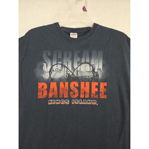 Kings Island BANSHEE Scream Roller Coaster Black T-Shirt Adult XL Goth Grunge - Picture 2 of 7